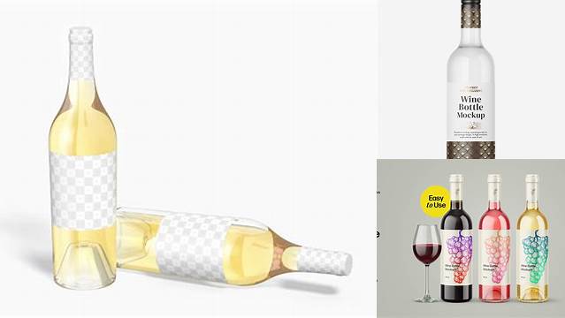 2668+ 750ml Clear Glass White Wine Bottle PSD Mockup Fully Customizable Photoshop Freebie