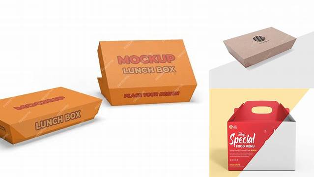 2669+ Kraft Lunch Box with Paper Sleeve PSD Mockup Editable Design PSD File