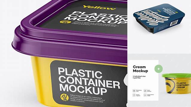 2673+ 200g Plastic Container PSD Mockup Half Side View High-Angle Shot PSD Free Download