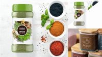 2675+ Glossy Spice Jar PSD Mockup High-Angle Shot Digital Download PSD for Free