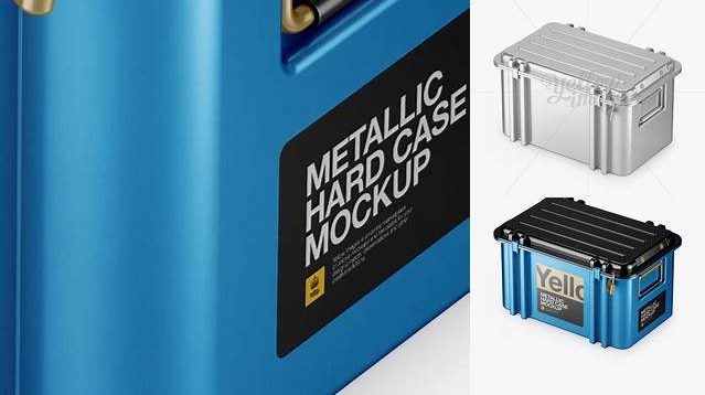 2681+ Metallic Hard Case PSD Mockup Half Side High-Angle Shot PSD for Creative Projects