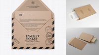 2682+ Opened Kraft Envelope With List PSD Mockup Advanced Photoshop Template