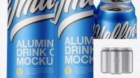 2682+ Pack of 3 Matte Metallic Cans with Plastic Holder PSD Mockup Front View Download Free Editable PSD Template