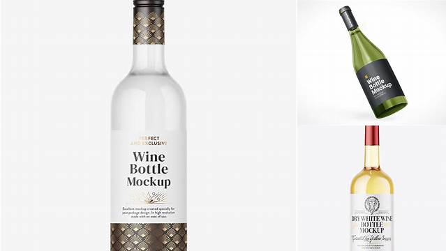 2684+ Clear Glass White Wine Bottle and Tube PSD Mockup Download Free Premium Design PSD