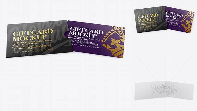 2688+ Gift Card in Carton Cover PSD Mockup Front View High-Angle Shot Free Professional PSD Download