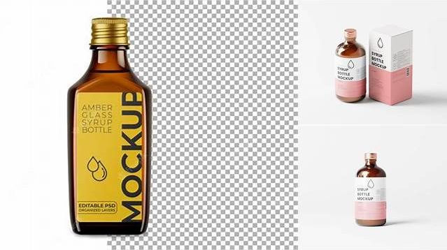 2689+ Amber Glass Syrup Bottle PSD Mockup Premium Design Freebie