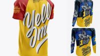 2691+ Men’s MTB Trail Jersey PSD Mockup Back Half Side View Editable and Customizable PSD