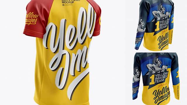 2691+ Men’s MTB Trail Jersey PSD Mockup Back Half Side View Editable and Customizable PSD