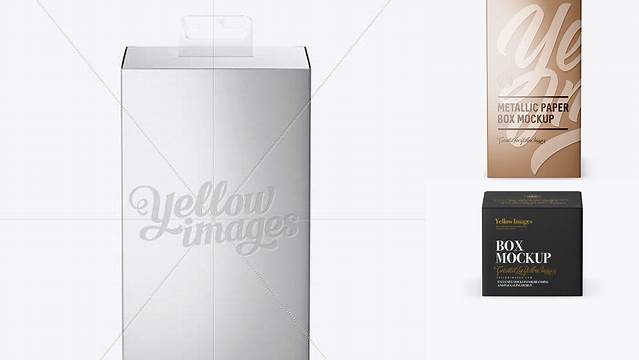 2691+ Metallic Paper Box Front View High-Angle Shot High-Quality PSD Files