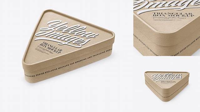 2694+ Kraft Paper Triangular Box PSD Mockup Half Side View High-Angle Shot PSD for Creative Projects