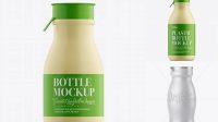 2694+ Matte Small Plastic Dairy Bottle PSD Mockup Front View Custom Graphic Mockup File