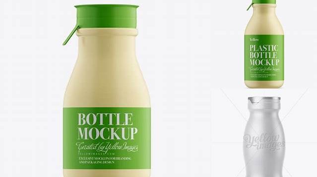 2694+ Matte Small Plastic Dairy Bottle PSD Mockup Front View Custom Graphic Mockup File