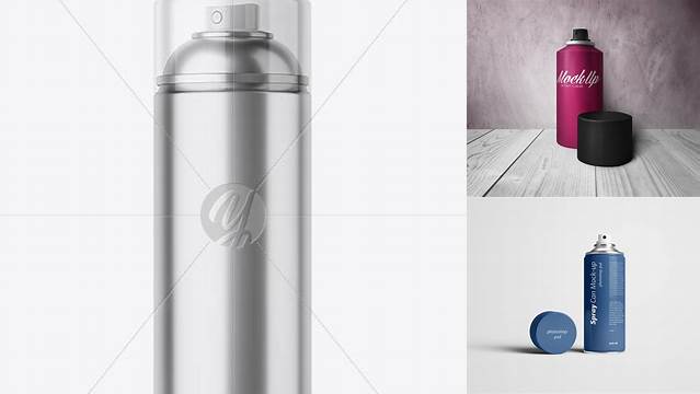 2695+ Metallic Spray Can With Transparent Cap PSD Mockup Creative and Modern PSD Freebie