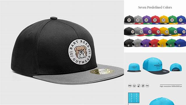 270+ Snapback Cap PSD Mockup Rear View Easy-to-Edit PSD