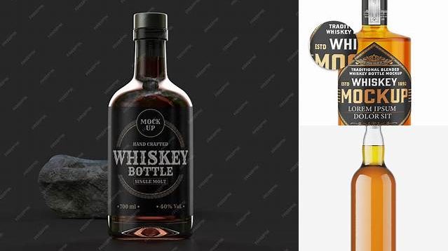 2700+ Green Bottle With Whisky PSD Mockup Include TIFF