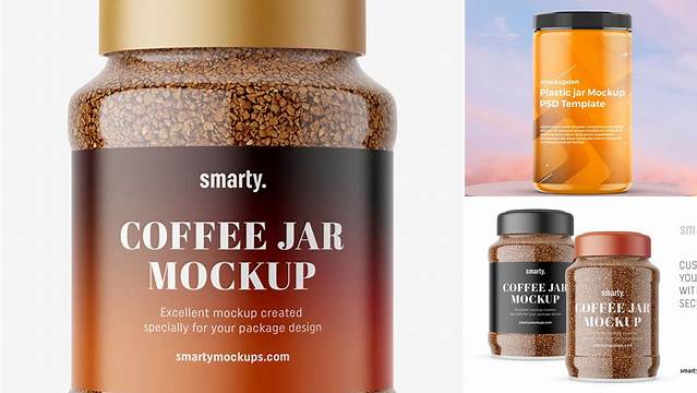 2702+ Matte Coffee Jar PSD Mockup Smart Editable Design Mockup