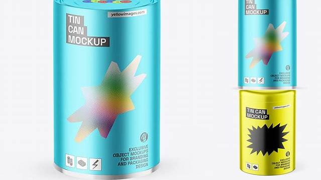 2707+ Matte Metallic Tin Can PSD Mockup Front View Download Premium PSD Resource