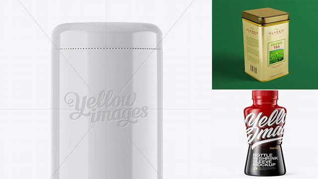 2707+ Tea Tin Can with Glossy Shrink Sleeve PSD Mockup Mockup PSD Free Download