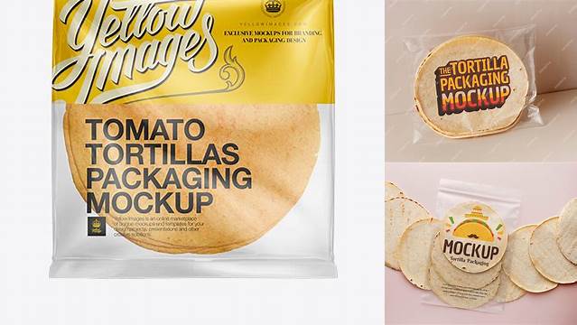 2708+ Tomato Tortillas Packaging PSD Mockup Versatile and Elegant PSD File