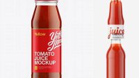 2711+ Clear Glass Bottle with Tomato Juice PSD Mockup Stylish PSD for Free