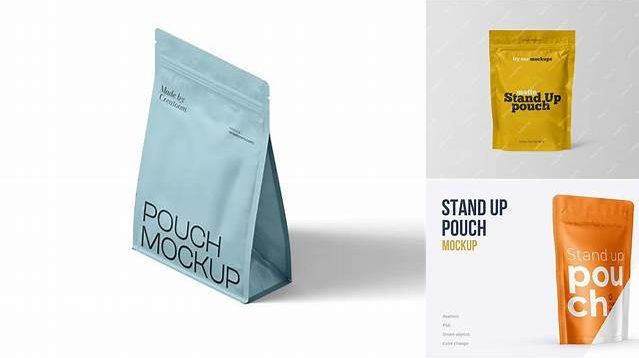 2711+ Matte Pouch PSD Mockup Half Side View Elegant Free Template