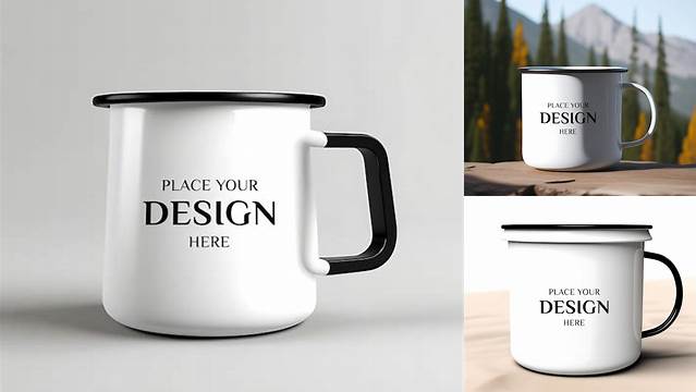 2712+ Glossy Enamel Cup PSD Mockup Digital Download PSD for Free