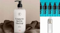 2715+ Metallic Cosmetic Bottle With Pump PSD Mockup Unique High-Resolution PSD