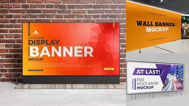 2716+ Textured Banner PSD Mockup Front View For Free Download