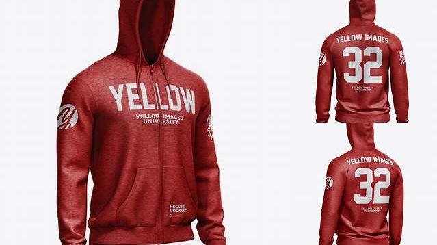 2717+ Melange Men’s Full-Zip Hoodie PSD Mockup Back Half Side View Free PSD