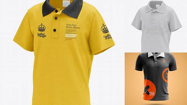 2719+ Kids Polo HQ PSD Mockup Half-Turned View Creative High-Resolution PSD Freebie