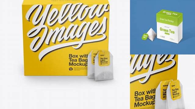 2720+ Box with Two Tea Bags PSD Mockup Front View High-Angle Shot Professional Graphic PSD Download