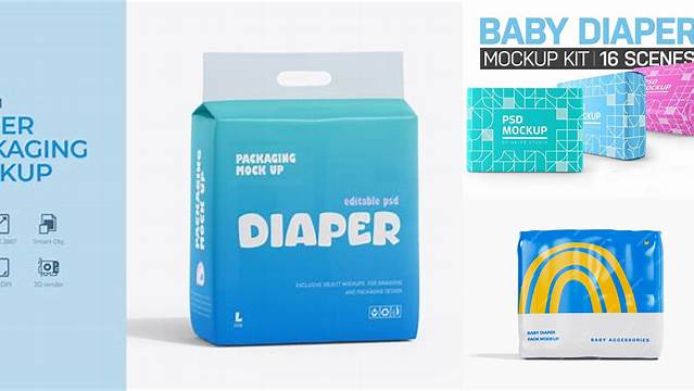 2723+ Baby Diapers Pack PSD Mockup Layered PSD for Easy Editing