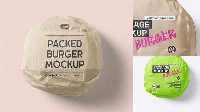 2726+ Wrapped Burger Mockup High Resolution