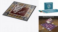 2727+ Carton Game Board PSD Mockup Half Side View High-Angle Shot Digital Photoshop Free Mockup