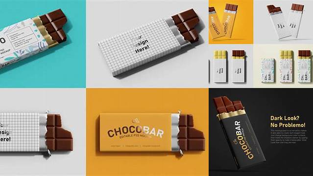 2727+ Milk Chocolate Bar Packaging PSD Mockup Smart Object Free Photoshop File