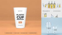 2728+ Glossy Plastic Cup PSD Mockup Front View High-Ange Shot Digital Resource Free Download