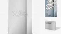 2731+ Metallic Paper Box PSD Mockup Half Side View High-Angle Shot Advanced Photoshop Design Free