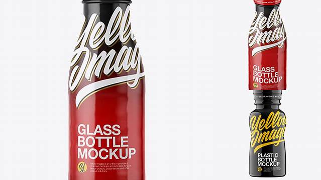 2734+ Glass Bottle in Glossy Shrink Sleeve PSD Mockup Front View Download Free