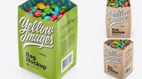 2735+ Matte Bag With Candies PSD Mockup Half Side High-Angle Shot Exclusive Free Creative Mockup File