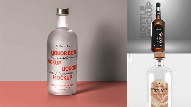 2736+ Liquor Bottle PSD Mockup Front View Elegant and Versatile PSD Resource