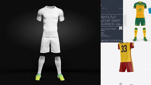 2738+ Men’s Full Soccer Kit PSD Mockup Hero Back Shot Versatile and Elegant PSD File