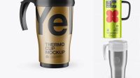 2738+ Metallic Thermo Cup PSD Mockup High-Angle Shot Exclusive Free Creative Resource