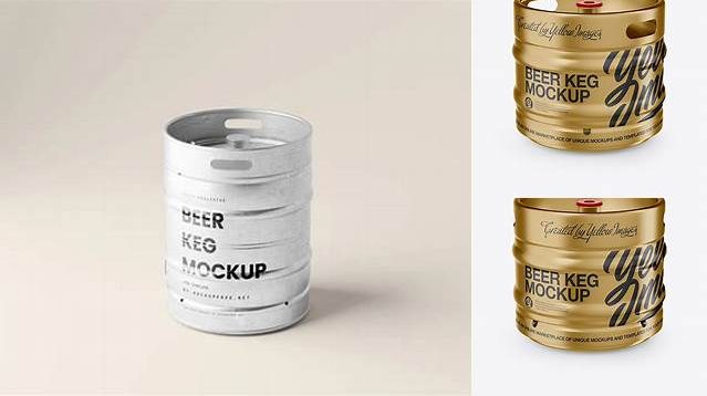 2739+ 30L Metallic Beer Keg PSD Mockup Elegant Free Graphic Resource