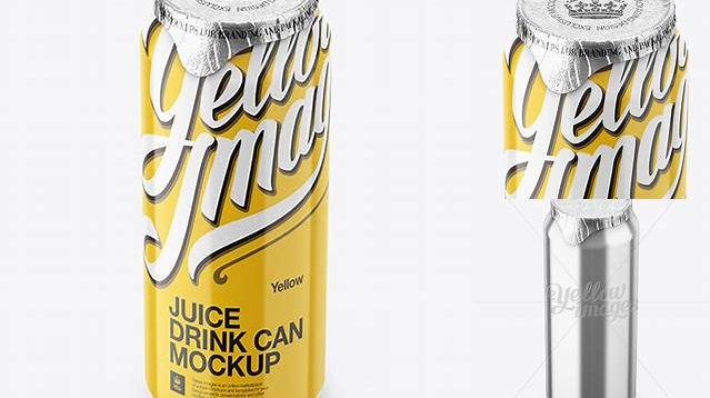 274+ 500ml Glossy Aluminium Can with Foil Lid PSD Mockup High-Angle Shot Elegant and Stylish Mockup