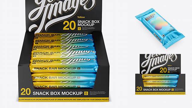 2741+ Matte Metallic Snack Bar PSD Mockup Front & Side Views Creative Layered Design File