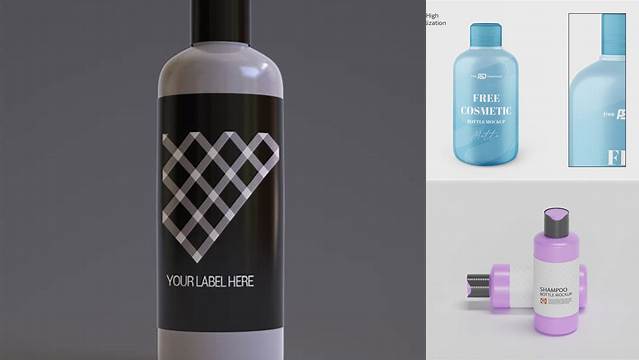 2744+ Metallic Shampoo Bottle PSD Mockup High-Angle Shot Stylish Free PSD