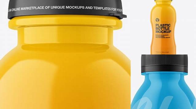 2745+ 200ml Glossy Plastic Bottle PSD Mockup Smart PNG Image