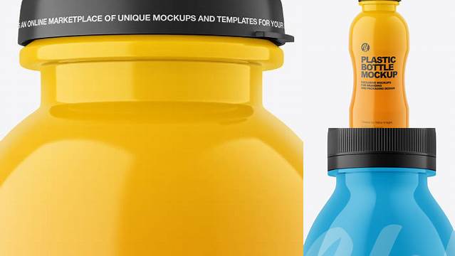 2745+ 200ml Glossy Plastic Bottle PSD Mockup Smart PNG Image