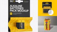 2747+ Pack Matt Battery 9V PSD Mockup Front View Creative Design PSD Free Download