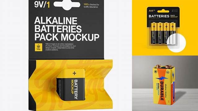 2747+ Pack Matt Battery 9V PSD Mockup Front View Creative Design PSD Free Download